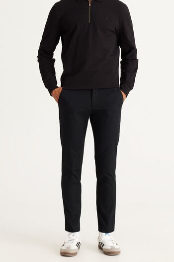 ALTINYILDIZ CLASSICS Men's Black Slim Fit Slim Fit Side Pocket Cotton Flexible Comfortable Dobby Trousers