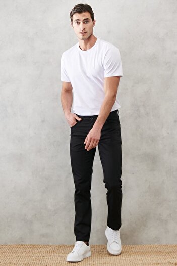 AC&Co / Altınyıldız Classics Pánské černé Slim Fit Slim Fit 5 kapesní flexibilní Chino kalhoty