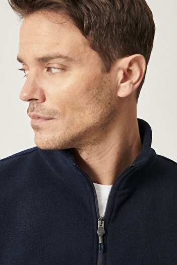 AC&Co / Altınyıldız Classics Erkek Lacivert-antrasit Standart Fit Normal Kesim Günlük Rahat Çift Renkli Polar Spor Sweatshirt