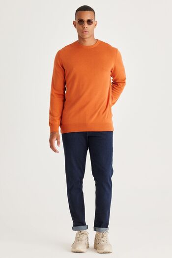 ALTINYILDIZ CLASSICS Πλεκτό πουλόβερ από ανδρικό πλακάκι Standard Fit Normal Cut Crew Neck από βαμβακερό πλεκτό