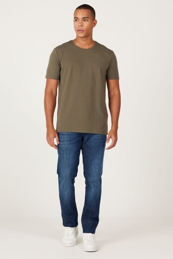 ALTINYILDIZ CLASSICS Men's Khaki 360 Degree All-Direction Stretching Slim Fit Crew Neck T-Shirt
