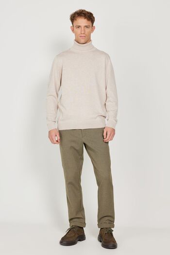 ALTINYILDIZ CLASSICS Men's Beige Melange Standard Fit Regular Cut Full Turtleneck Knitwear Sweater