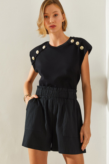 Bianco Lucci Parachute Fabric Women's Shorts & Bermuda with Elastic Waist - Large Pocket Detail60251293
