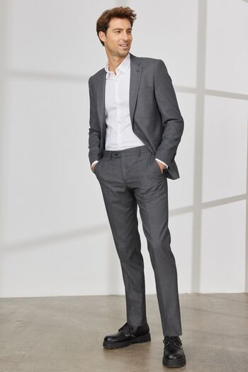 ALTINYILDIZ CLASSICS Men's Anthracite Regular Fit Comfortable Cut Mono Collar Dobby Suit