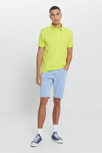 AC&Co / Altınyıldız Classics Men's Yellow Standard Fit Regular Cut 100% Cotton Logo Detailed Polo Collar T-Shirt