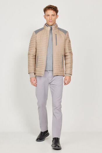 ALTINYILDIZ CLASSICS Men's Beige Standard Fit Normal Cut Stand Collar Shoulder Detailed Winter Coat