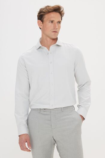 AC&Co / Altınyıldız Classics Ανδρικό πουκάμισο Mint Green Slim Fit - Dobby, Italian Collar