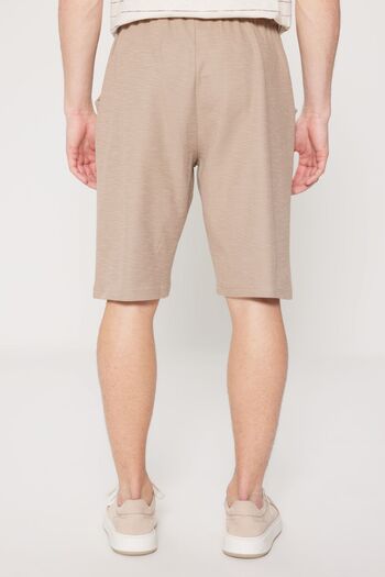 AC&Co / Altınyıldız Classics Erkek Bej-Kahve Standart Fit Normal Kesim Bisiklet Yaka Pamuklu Çizgili Pijama Takımı