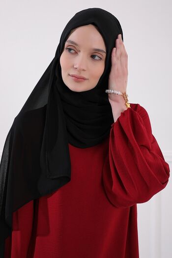 Aisha's Design Πρακτικό σάλι από σιφόν κλασικού σχεδιασμού, ps-11 Μαύρο, Μαύρο