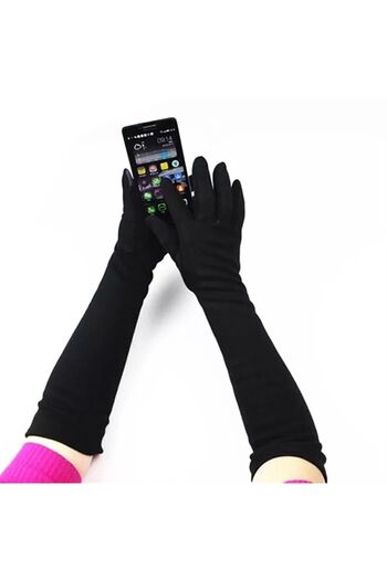 Köstebek Plain Black Winter Thick Long Gloves