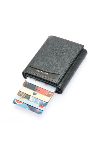 Westpolo West Polo Real Leather Men's Card Holder Wallet with Money Eyes Mechanism