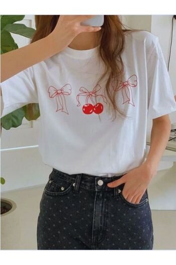 MOONBULL Ribbon Cherry gemustertes Oversize Damen T-Shirt