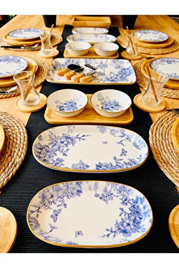 CASA DE BELLA Blue Garden - 40 Piece Bamboo Breakfast Set