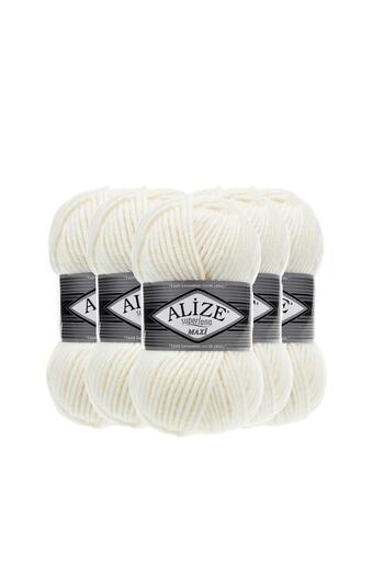 Alize Πλεκτό νήμα Alize Superlana Maxi 5 τεμαχίων - 62 κρέμα