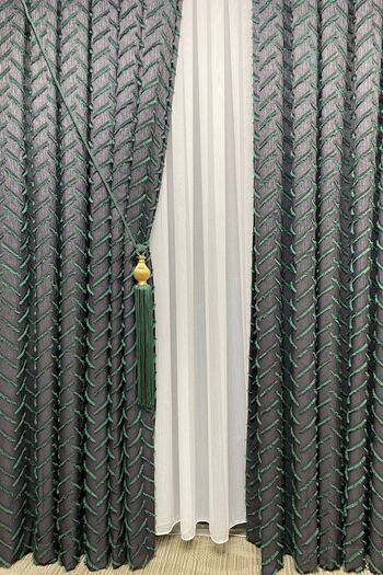Cortibo Green Harmony Series - Tasseled Background Curtain, 1 to 2 Sparse Pleats
