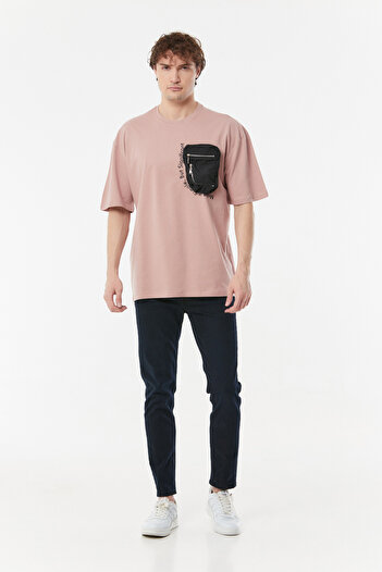 Fulla Moda Printed Oversize T-Shirt with Pocket Detail