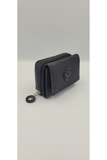 DAVID POLO Women's Crinkle Fabric Mini Size Sports Multi-Pocket and High Quality Wallet