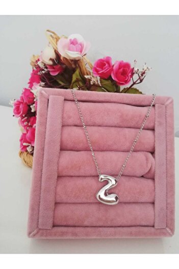 Judas Takı Silver Balloon Z Letter Necklace and Initial Necklace
