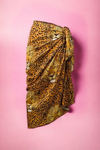 pistore Lion Patterned Long Pareo Satin Women's Beach Dress New Season