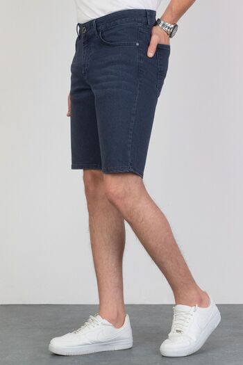 HLT JEANS Ανδρικό τζιν σορτς Navy Blue Lycra - Χαλαρή εφαρμογή, τριμμένο Hlthe001957