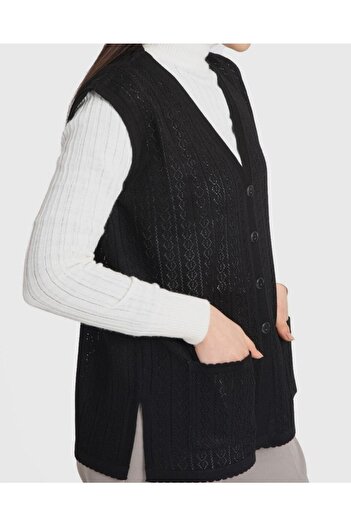 ece bayan giyim Mercerized Black Mother Vest