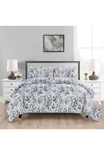 In House Andrew | 4 Pieces Summer Comforter Set - King - 260x240 cm - Grey