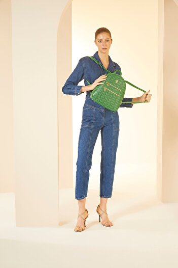 Pierre Cardin Grass Green Women's Backpack 05Po24Y1809