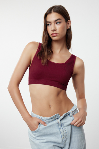 Trendyol Collection Zökkenőmentes bordó bralette melltartó - huzal nélkül, sapka nélkül THMAW22SU0027