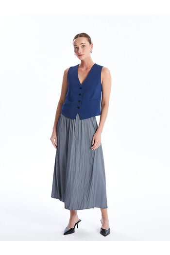 LC Waikiki Plain A-line Satin Women's Skirt with Elastic Waist
