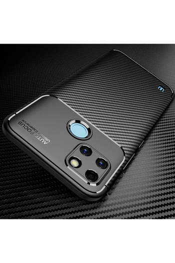 Fibaks Realme C21Y - C25Y Case Carbon Fiber Pattern Camera Protection Does Not Lose Color Cover