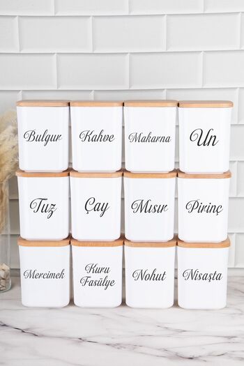 DNS HOME 900ml Food Set - 12 Pieces Porcelain Look Wooden Vacuum Storage Container