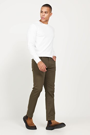 ALTINYILDIZ CLASSICS Men's KHaki Cotton Trousers - 5 Pockets, Relaxed Fit, Dobby
