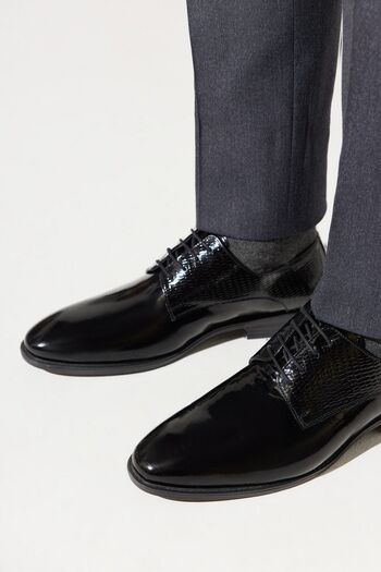 ALTINYILDIZ CLASSICS Men's Black 100% Leather Classic Patent Leather Shoes