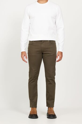 ALTINYILDIZ CLASSICS Men's KHaki Cotton Trousers - 5 Pockets, Relaxed Fit, Dobby