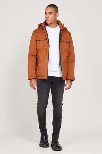 ALTINYILDIZ CLASSICS Men's Brick Standard Fit Regular Cut Hooded Coat