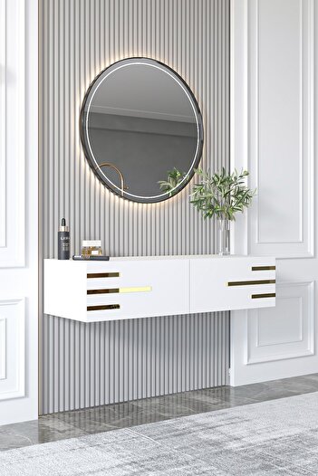 Givayo Mobilya İon Dresuar Gold 100 Cm Beyaz