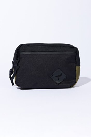 AC&Co / Altınyıldız Classics Men's Black-Khaki Zippered Double Compartment Waist Bag