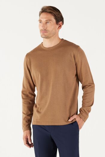 AC&Co / Altınyıldız Classics Men&#39;s Mink Standard Fit Normal Cut Warm Crew Neck Knitwear Sweater