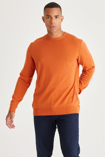 ALTINYILDIZ CLASSICS Πλεκτό πουλόβερ από ανδρικό πλακάκι Standard Fit Normal Cut Crew Neck από βαμβακερό πλεκτό