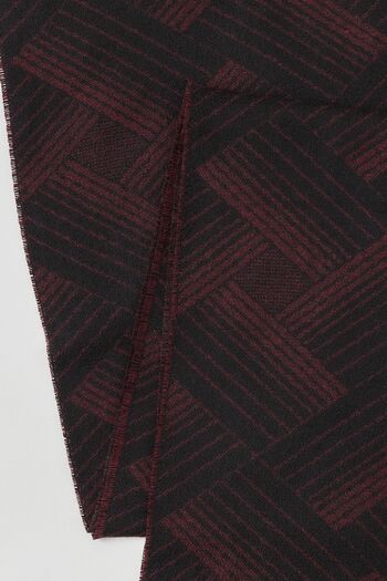 AC&Co / Altınyıldız Classics Men's Burgundy-black Patterned Scarf