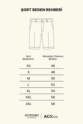 AC&Co / Altınyıldız Classics Ανδρικό Camel Slim Fit Slim Fit Dobby 100% βαμβακερό casual σορτς Chino