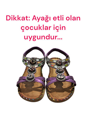 Guja Stone Detailed Güja Sandals for Girl - Caution Etlili
