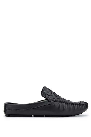 Tamer Tanca Genuine Leather Black Men's Slippers