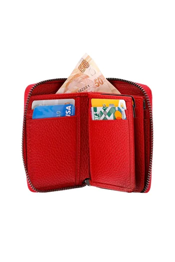 Westpolo West Polo Genuine Leather Zippered Unisex Wallet Card Holder
