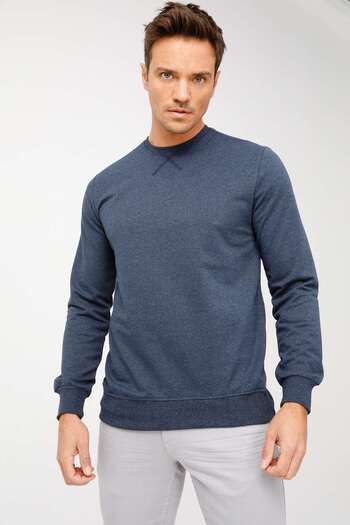 İgs Men's Indigo Modernfit / Extra Slim Fit Crew Neck Sweatshirt