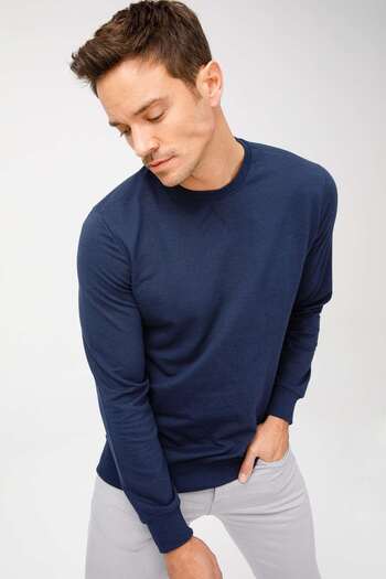 İgs Ανδρικό φούτερ Navy Blue Modernfit / Extra Slim Fit Crew Neck