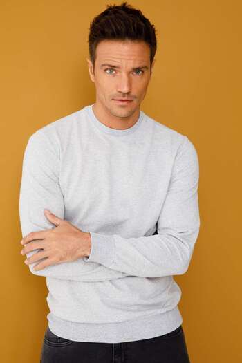 İgs Men's Gray Modernfit / Extra Slim Fit Crew Neck Sweatshirt