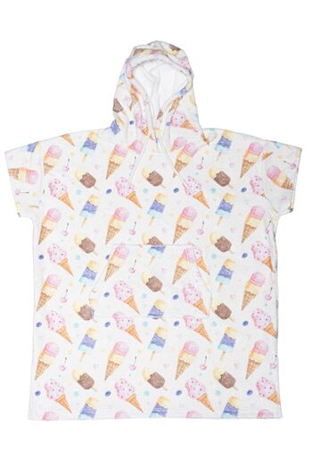 MEYHOME Hooded Children's Beach Towel - Ice Cream Printed Poncho