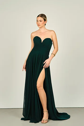 ŞEREF VURAL Strapless Women's Long Evening Dress -5437021 Nefti