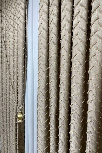 Cortibo Beige Color Harmony Series Tasseled Background Curtain - Pleated Free